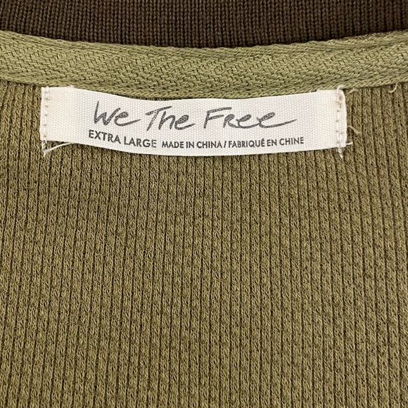 New FREE PEOPLE Newbie Thermal Henley Army Green Layering Knit Crochet Cuff XL - Picture 9 of 15
